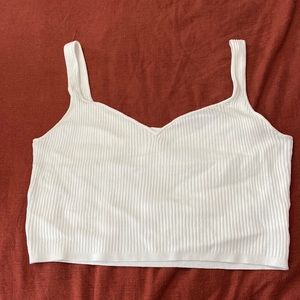 H&M white sweater cropped sweetheart tank size large